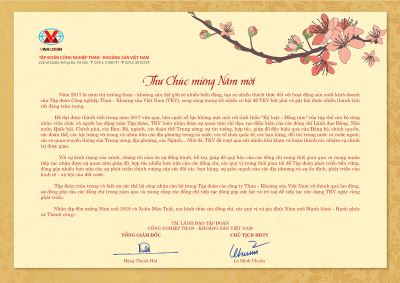 Thư chúc mừng năm mới của lãnh đạo Tập đoàn Công nghiệp Than - Khoáng sản Việt Nam