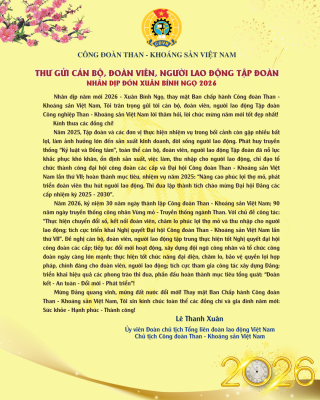 Thư gửi cán bộ, đoàn viên, người lao động Tập đoàn nhân dịp đón Xuân Bính Ngọ 2026